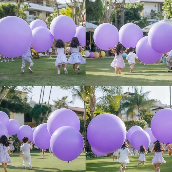 50 Pcs Giant Purple Latex Balloon Kit - Mixed Sizes 18", 24", 36" Ideal for Halloween, Easter, Weddings, Bridal Showers, Baby Showers & Events