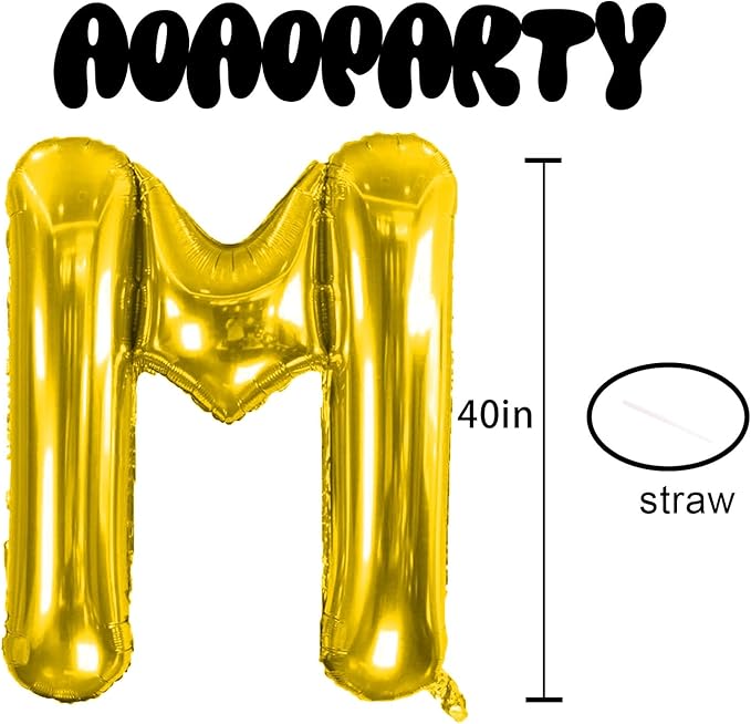 Letter Balloons 40Inch Large Giant big Foil Mylar Gold Balloons M for Birthday Party Decorations