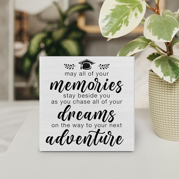 Country Graduation Quote Wood Box Sign Decor Desk Sign Grad Quote Wooden Box Block Sign Rustic Home Shelf Wall Decoration Grad Gift