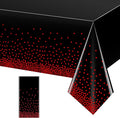 1 Pack Red and Black Dot Plastic Tablecloth, Red Stamping Dot Confetti Rectangle Plastic Disposable Table Cover for Birthday Wedding Baby Shower Engagement Anniversary Party Decorations, 54 x 108 Inch