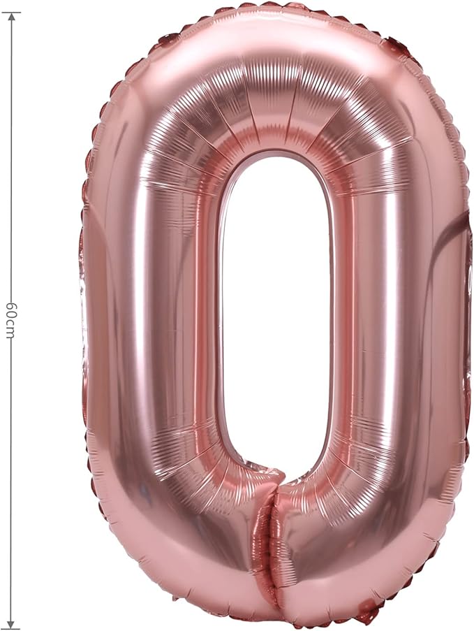 YPSelected 32 Inch Large Foil Helium Number Balloon Birthday Wedding Party 0-9 (Rose Gold, 0)