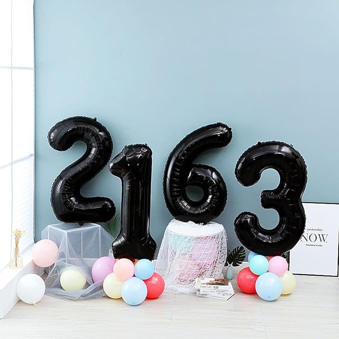 40 inch Black 6 Number Balloon Giant Foil Helium Balloons Black Large Digital Balloon 6 Number 6 Balloons for 6th Birthday Party Decorations Anniversary Events Decoration Supplies