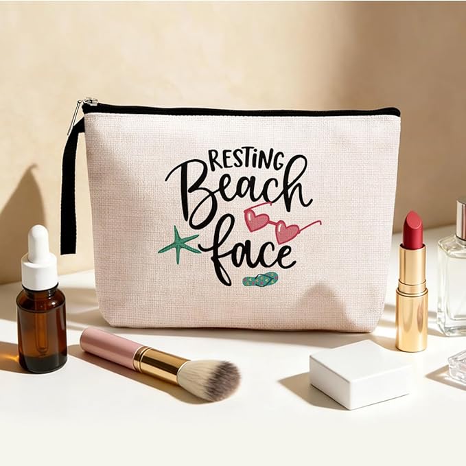 Hanamiya Na Beach Vacation Cosmetic Bag Girls Trip Gifts Favors, Beach Stuff Makeup Bag, Ocean Gifts Weekend Bag, Friendship for Women Girls, Summer Ocean Essentials Survival Kit for Graduation Trip