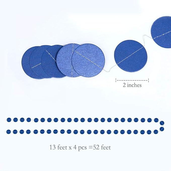 Cheerland Navy Blue Circle Dot Garland Royal Blue Party Decorations Hanging Banner Streamers Blue Birthday Decorations Photo Backdrop for Baby Shower Bridal Shower Graduation Wedding Kids Party Decor
