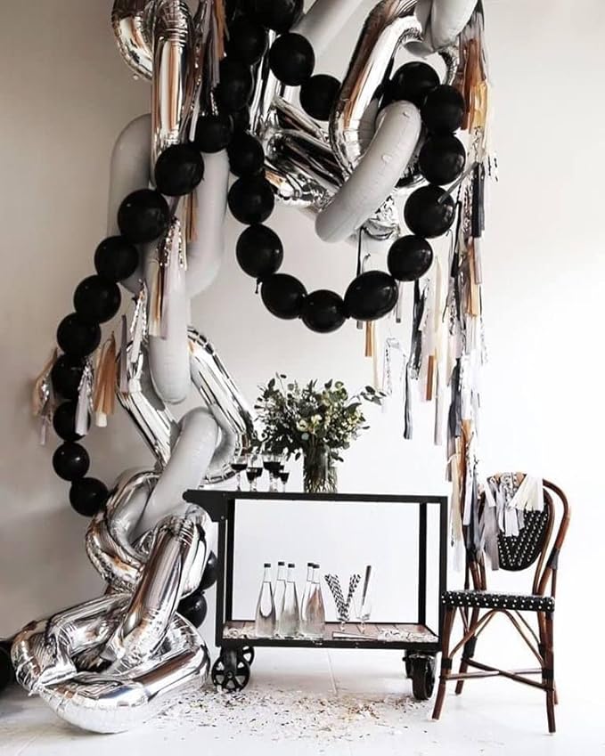 Link Balloons Black 6 Inch 12 Inch Latex Quick Linkale Balloon 160 Pcs for Birthday, Halloween, Christmas, Party Festival Decorations