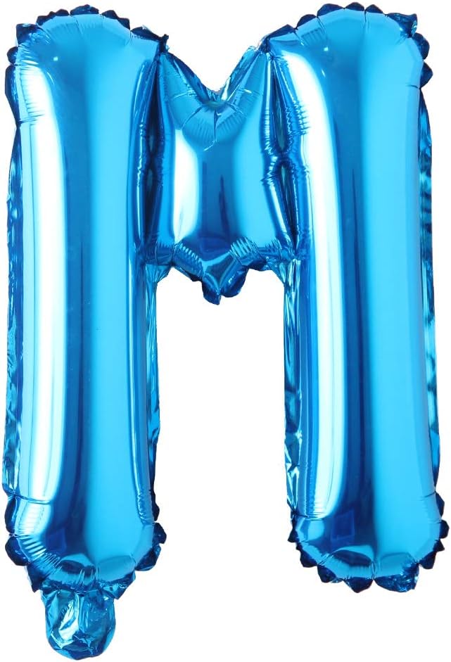 Blue 28 inch Letter Balloons Alphabet Number Balloons Foil Mylar Party Wedding Bachelorette Birthday Bridal Baby Shower Graduation Anniversary Celebration Decoration (Can not Float) (28 inch Blue M)