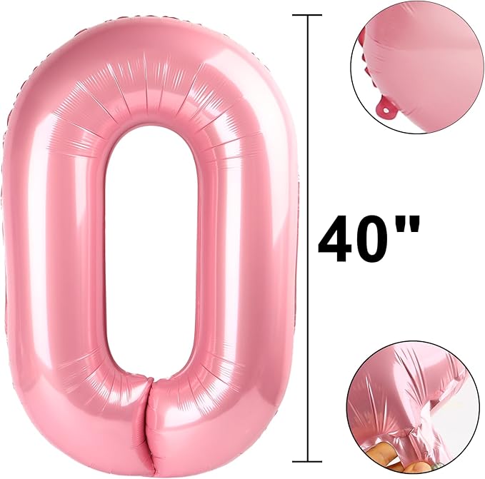 40 Inch Pearlescent Pink Balloon Number 0 Balloon,Jumbo Mylar Foil Helium Balloon for 10 20 30 40 50 60 2025 Birthday Digital Balloons for Birthday Party,Wedding Anniversary Party Decorations