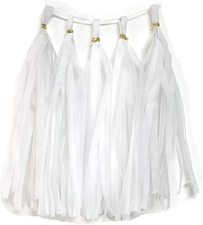 Tissue Paper Tassels Garland Banner Table Decor Party Banner Wedding Birthday Baby Shower Nursery Party Decorations Supplies (20, White)