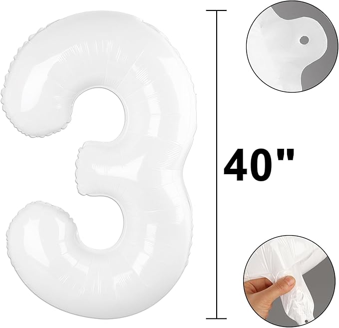 40 Inch White Number 13 Digital Balloon,Jumbo Mylar Foil Helium Balloon for 13 Balloons for Birthday Party,Wedding Anniversary Party Decorations