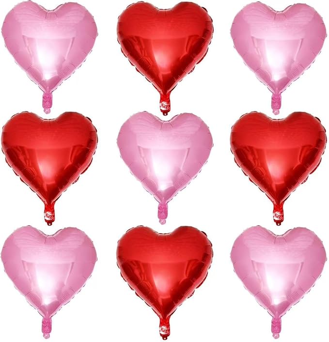 Red Heart Shaped balloons Pack of 10,18 Inch Love Valentine Balloons Pink Heart Romantic Balloons For Valentines Day Propose Marriage Wedding Bridal Shower Engagement Party Decorations