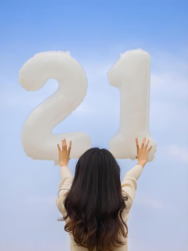 Number Balloons 1, 40 Inch One Balloons for 1st Birthday Girl Boy 1 11 21 Party Decorations Baby Shower Photo Shoot, White 1 Balloon
