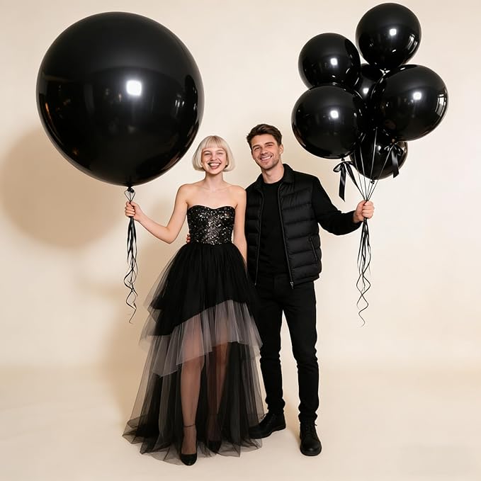 45 Pcs Black Big Balloons 18 Inch Bulk Latex Balloon for Birthdays Weddings Party Decorations