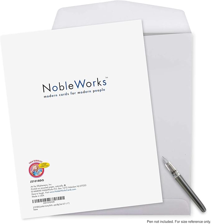 NobleWorks Jumbo Funny Birthday Greeting Card 8.5 x 11 Inch with Envelope (1 Pack) Oversize Jumbo Bday No Calculus J2101BDG