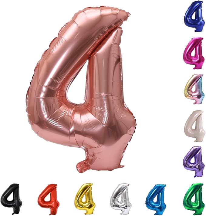 YPSelected 32 Inch Large Foil Helium Number Balloon Birthday Wedding Party 0-9 (Rose Gold, 4)