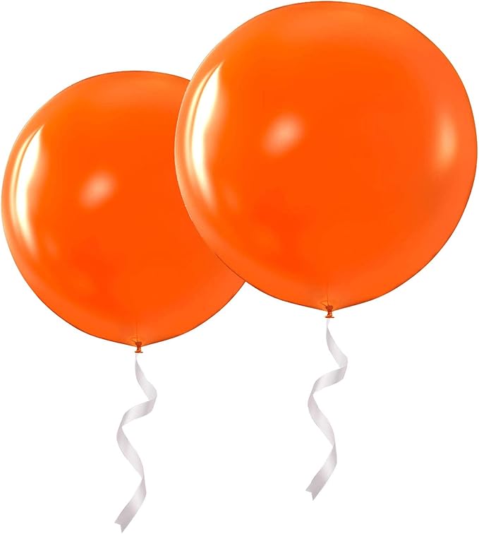 36 Inch Big Round balloons Orange Thick Giant Latex Balloons 6 Packs for Party Decorations