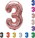 YPSelected 32 Inch Large Foil Helium Number Balloon Birthday Wedding Party 0-9 (Rose Gold, 3)