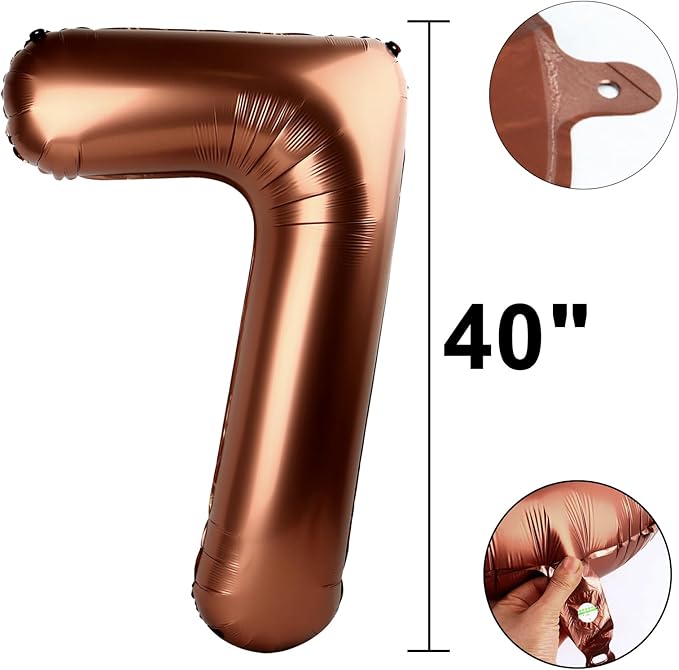 40 Inch Dark Brown Balloon Number 7 First Birthday Jumbo Mylar Foil Helium Chocolate Balloon for 17 27 37 Birthday Digital for 70th Party Wedding Anniversary Party Decorations