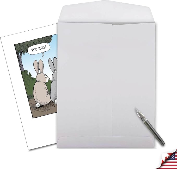 NobleWorks - 1 Big Funny Birthday Card Cartoon (8.5 x 11 Inch) - Jumbo Comic Humor, Group Greeting Card with Envelope - Bunny Selfies J2750BDG