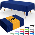 Smiry Disposable Table Cloth - 6 Pack, 54 x 132 Inch Waterproof Rectangle Tablecloths for Parties, Decorative Plastic Table Cover, Leakproof & Sturdy, Navy