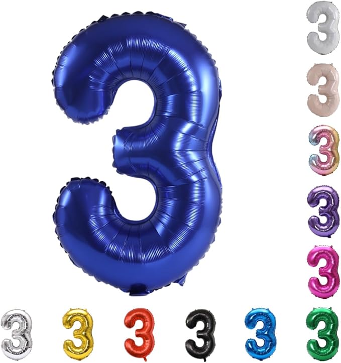 YPSelected 32 Inch Large Foil Helium Number Balloon Birthday Wedding Party 0-9 (Navy Blue, 3)