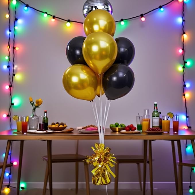 Aluminum Foil Balloon Weights for Parties (6 pcs) - 0.31lb (140g) Each - Premium Balloon Anchors for Birthday, Wedding, Dinner, Indoor & Outdoor Decorations(Gold 6pcs)