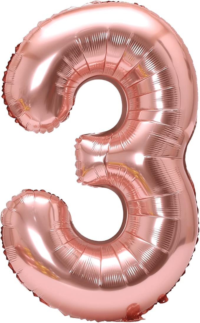 40 Inch Large Foil Helium Number Balloon Birthday Wedding Party 0-9 (Rose Gold, 3)