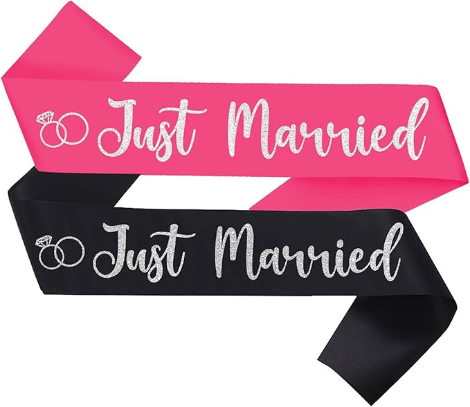 2 Pcs Bride to Be Sash and Groom to Be Sash Just Married Bachelorette Party Sashes for Wedding Bridal Shower Decorations Engagement Gifts,Hot Pink