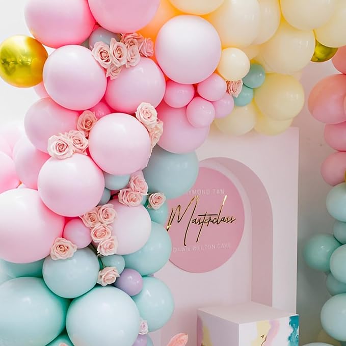 110pcs Pastel Balloons 12inch Macaron Latex Party Balloons for Graduation, Easter, Wedding, Birthday, Bridal Shower, Rainbow Party, Baby Shower, Anniversary Party Decorations