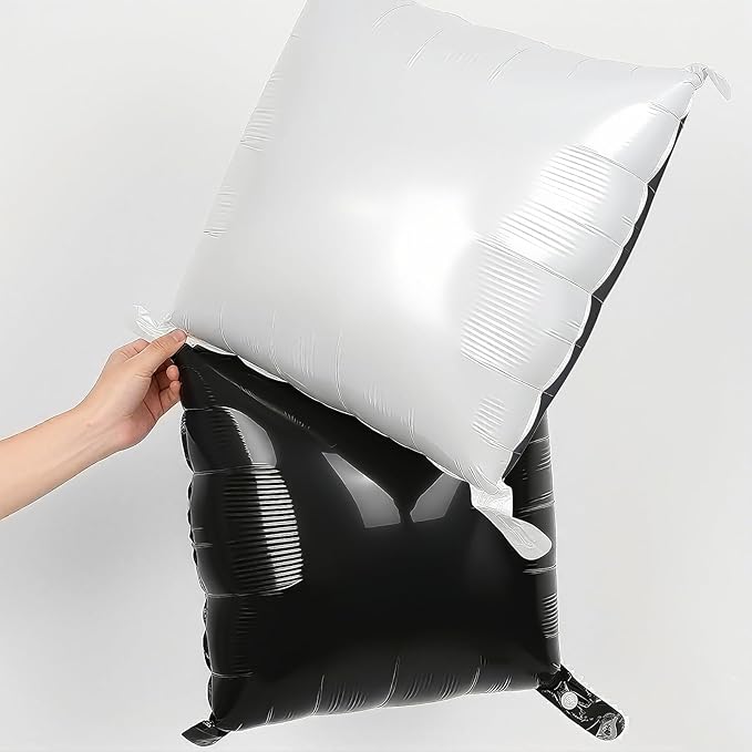 Black and White Square Foil Balloons Wall, Double Sided Chrome Black White Balloons Tunnel Arch Kit Backdrop for Checkerboard Racing Themed Birthday Graduation Wedding Party Decorations