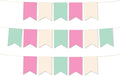 Andaz Press Hanging Pennant Banner with String, Pink, Ivory, Mint, 1-Set, 24 Pennants, Approx. 12-Feet Long