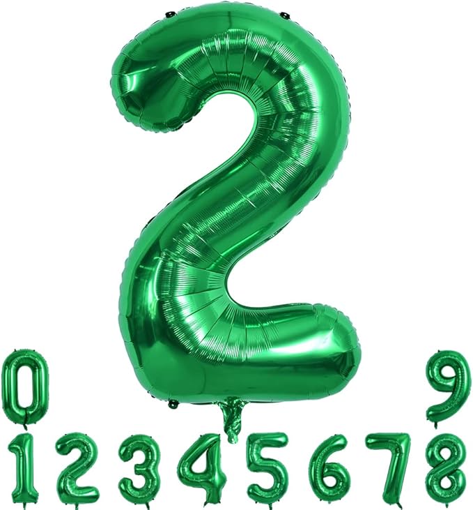TONIFUL Green 40 inch Digital 2 Balloon for Birthday, Wedding, Anniversary Party Decorations