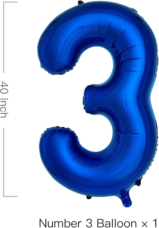 Navy Blue Number 3 Balloons 40 Inch Large Dark Blue Helium Foil Balloons for Birthday Party 2024 Graduation Decorations Anniversary Celebrations (Number 3)