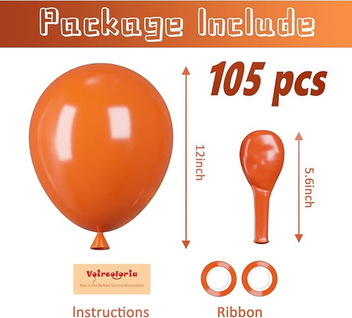 105pcs Orange Balloons 12inch Party Latex Balloons for Boys Girls Birthday Baby Shower Gender Reveal Wedding Sunflower Party Decorations
