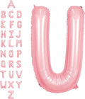SUWEN 40 Inch Pink Large U Letter Balloons Big Foil Helium Letter Balloons A-Z Jumbo Mylar Happy Birthday Party Decorations for Girl Anniversary Party Supplies