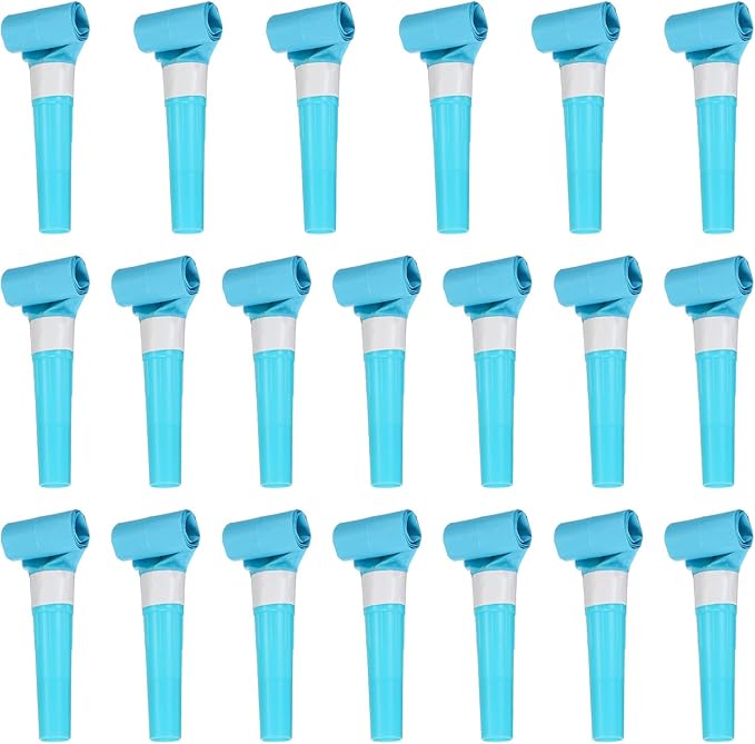 uxcell 20 Pcs Colorful Noise Makers Plastic Party Blowers Party Favors for Birthday Parties Holiday Christmas New Years Gift Favors, Blue