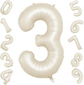 40 Inch Cream Number 3 Balloon, Beige Large 3rd Birthday Balloons, Digital 3 Cream White Giant 3 Foil Balloon Helium for Boys Girls 3rd Birthday Decorations Anniversary Baby Shower Party Supplies