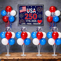 JOYYPOP 4th of July Balloon Centerpieces for Tables 4 Sets Balloon Stand Kit with 40 Red White Blue Confetti Balloons Patriotic 250th Anniversary Independence Day Table Decorations