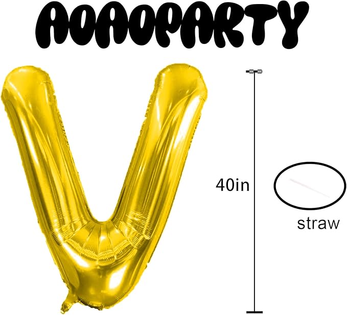 Letter Balloons 40Inch Large Giant big Foil Mylar Gold Balloons V for Birthday Party Decorations
