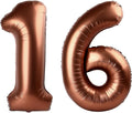 Dark Brown Number 16 Balloon 40 inch, Coffee Brown 16 Number Balloons, 16th Birthday Decorations, Chocolate 16 Year Old Girls Boys Dark Brown Party Supplies
