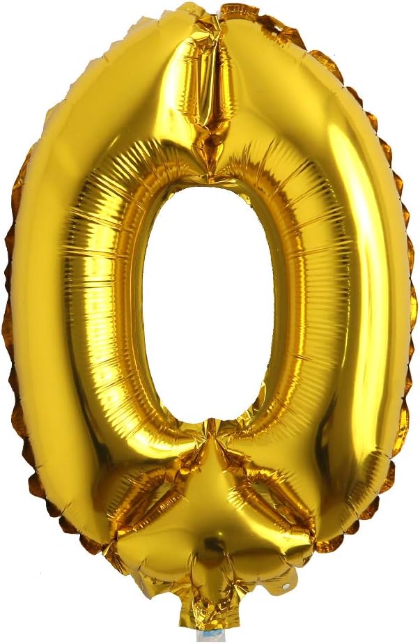 16" Alphabet Letter and Number Balloons Set Package, Aluminum Hanging Foil Film banner Mylar Balloon for Birthday Party Decoration Custom Word (A-Z, 0-9 Gold) (16 inch 0 Gold)