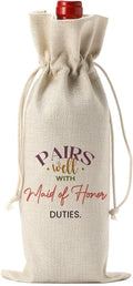 FBCCZEY Maid of Honor Bridesmaid Proposal Gifts Maid of Honor Bridesmaid Wine Bag Wedding Engagement Gift for Bridesmaid Pairs Well with Maid of Honor Duties Wine Bags