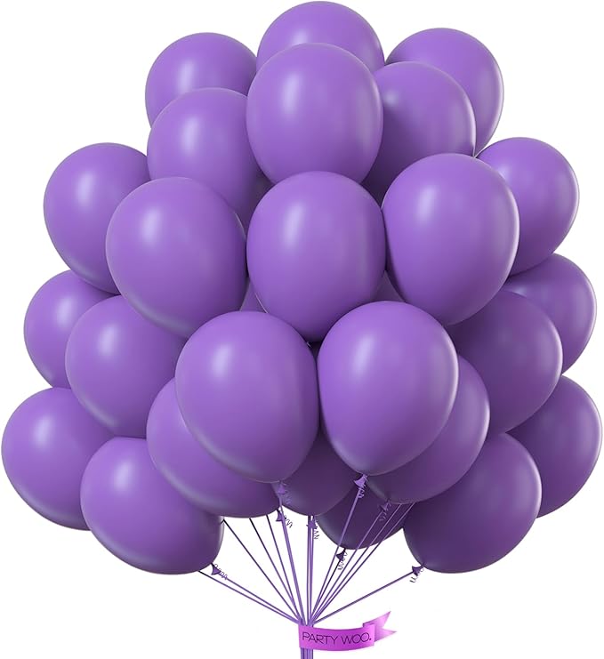 PartyWoo Purple Balloons 101pcs 12 Inch Purple Latex Balloons for Birthday Baby Shower Anniversary Engagement Wedding Princess Bachelorette Bridal Shower Butterfly Party Decorations Purple-Y15