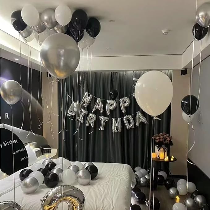 200 Pack Black White and Silver Balloons 5 Inch Latex Black White Metallic Silver Bulk Small Balloon Arch Garland Kit for Birthday Wedding Bridal Baby Shower Supplies Graduation Party Decorations