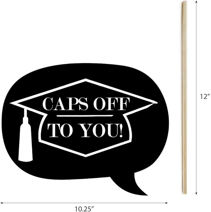 Big Dot of Happiness Funny Graduation Cheers - Photo Booth Props Kit, Celebration Decoration for Graduation Parties, Black & White Display, Grad Decor - 10 Piece