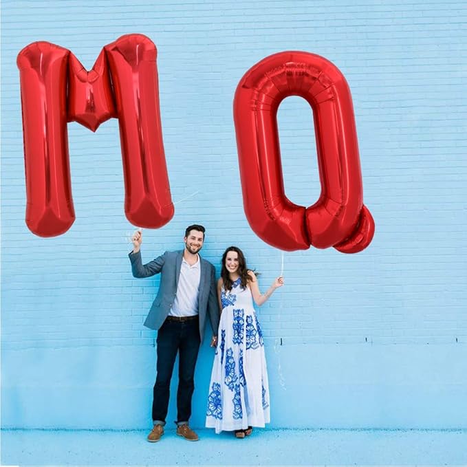 TONIFUL 40 Inch Large Bright Red Letter Balloons A-Z, Giant Jumbo Helium Foil Mylar Big Letter M Balloons for Birthday Party Anniversary Wedding Decorations