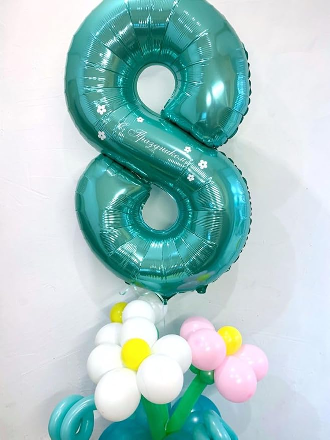 4 Birthday Balloons, 40 Inch 4 Balloons for Birthday Party Decoration, Blue-Green Number 4 Ballon for 4, 14, 24, 40 Celebration, Birthdays, Christmas, Anniversary Decor