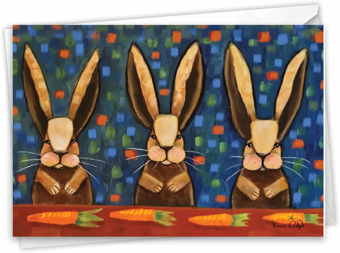 NobleWorks Birthday Greeting Card with 5 x 7 Inch Envelope (1 Card) Bday Bunnies In A Row - Rabbits C10343BBDG