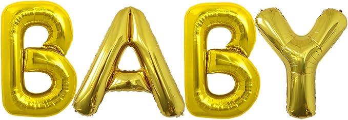 40 Inch Baby Letter Balloons, Gold Foil Balloons Large BABY Balloons, 4 Pcs Giant Mylar Foil Balloon Helium for Birthday, Baby Shower, Wedding, Party Decorations