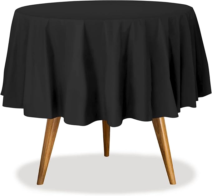 Party Dimensions Black Disposable Plastic Tablecloth for Round Tables (36 Pack) Table Cloths for Parties, Events & Weddings, Indoors & Outdoors, 84 inches, Plastic Table Cover