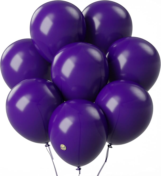 AFTERLOON® Biodegradable Balloons 24 pcs Deep Purple 10 Inch, Matte Color Thickened Extra Strong Natural Latex Helium Float, Multicolor Colorful Bulk Color ballon Globos Para Decoration De Fiestas